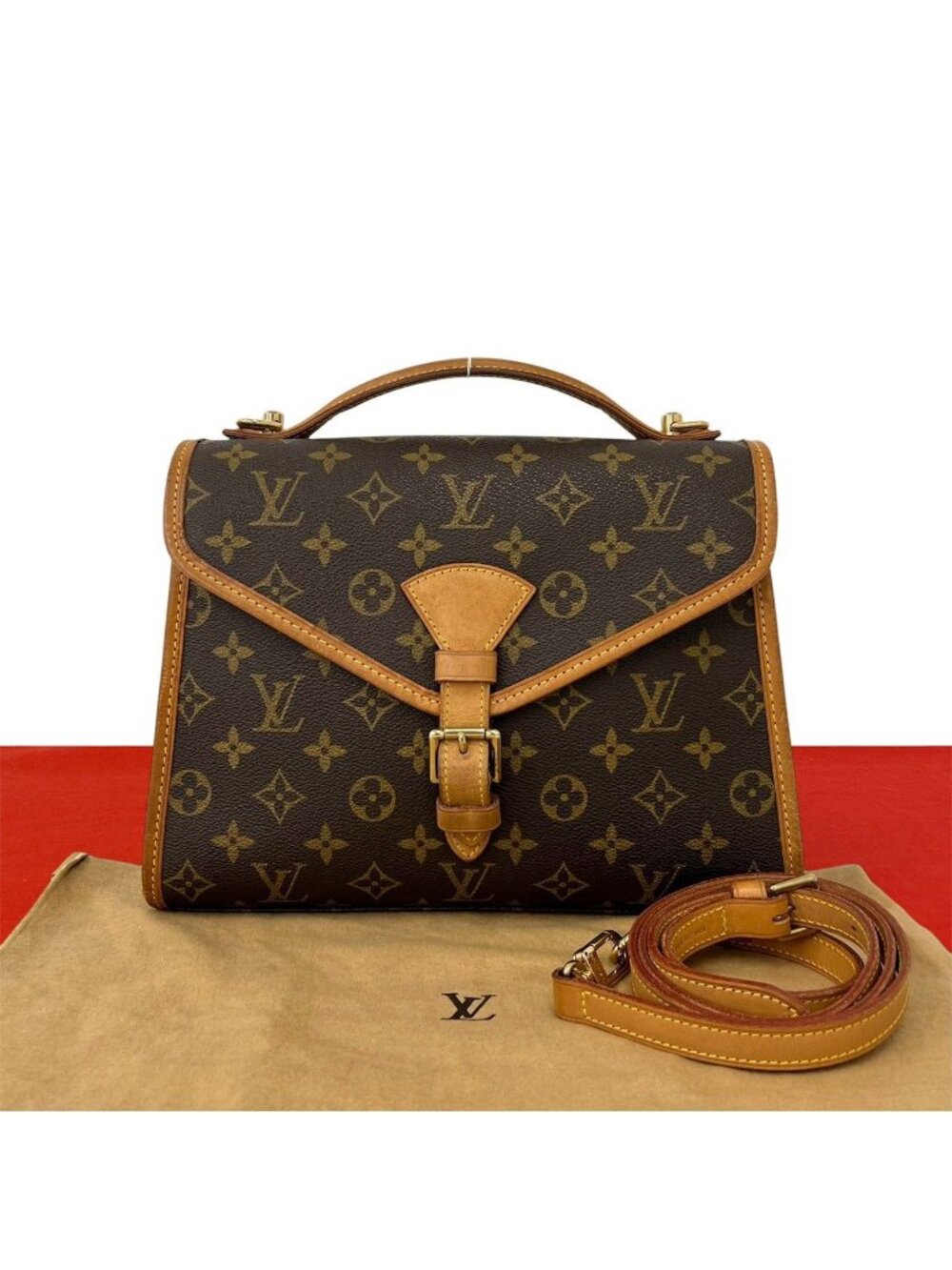 Louis Vuitton Vintage Bel Air Monogram Leather 2-Way Shoulder Bag Brown